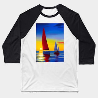 PRETTY SAILBOATS AT SUNSET Baseball T-Shirt